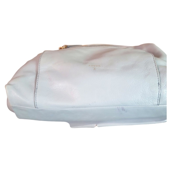 Fossil Vintage 1990s Light Blue Pebbled Leather Crossbody Shoulder Bag - Picture 7 of 13